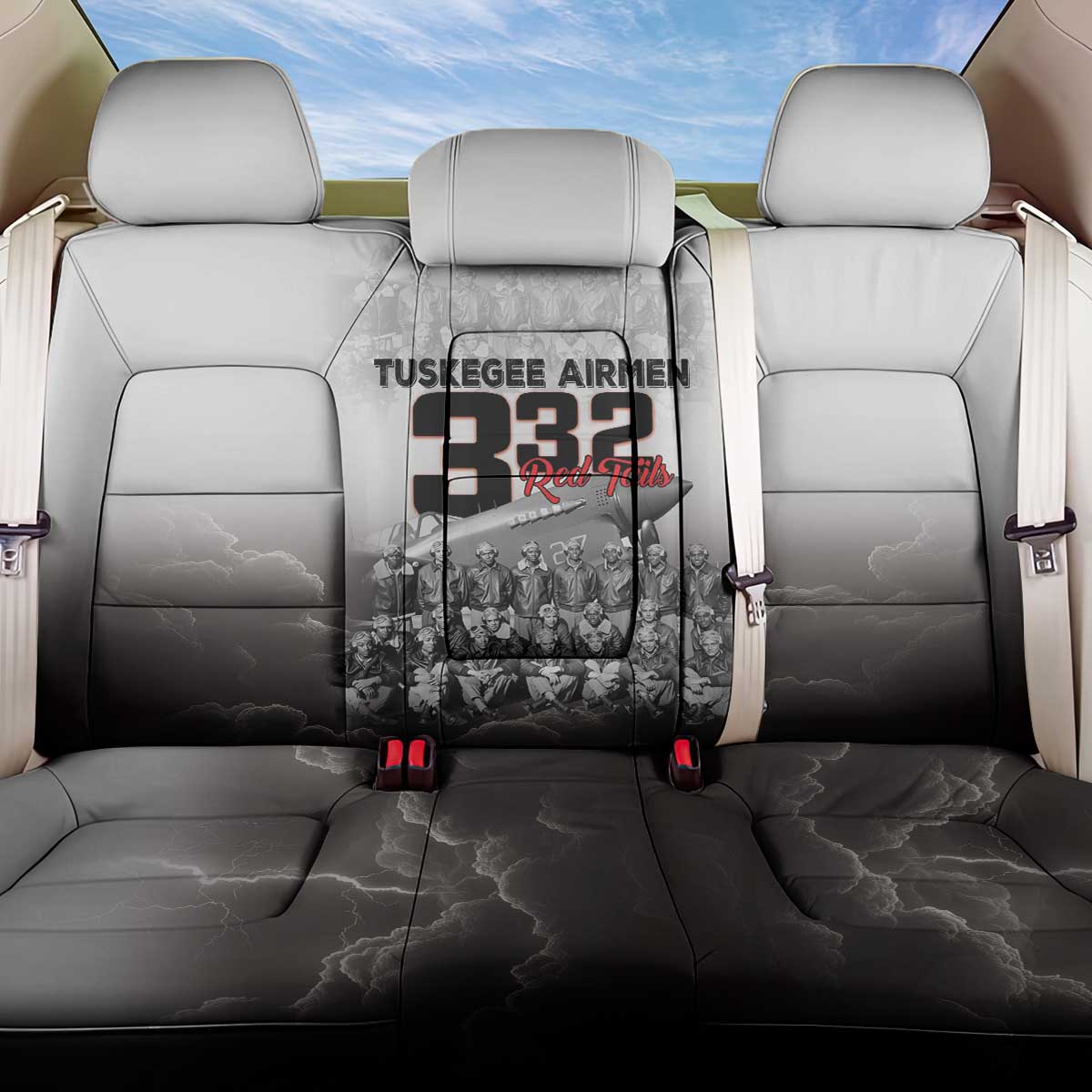 Tuskegee Airmen  Red Tails Pride Back Car Seat Cover 332nd Fighter Group - African Pride