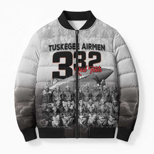 Tuskegee Airmen  Red Tails Pride Bomber Puffer Jacket 332nd Fighter Group