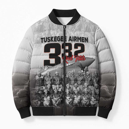 Tuskegee Airmen  Red Tails Pride Bomber Puffer Jacket 332nd Fighter Group