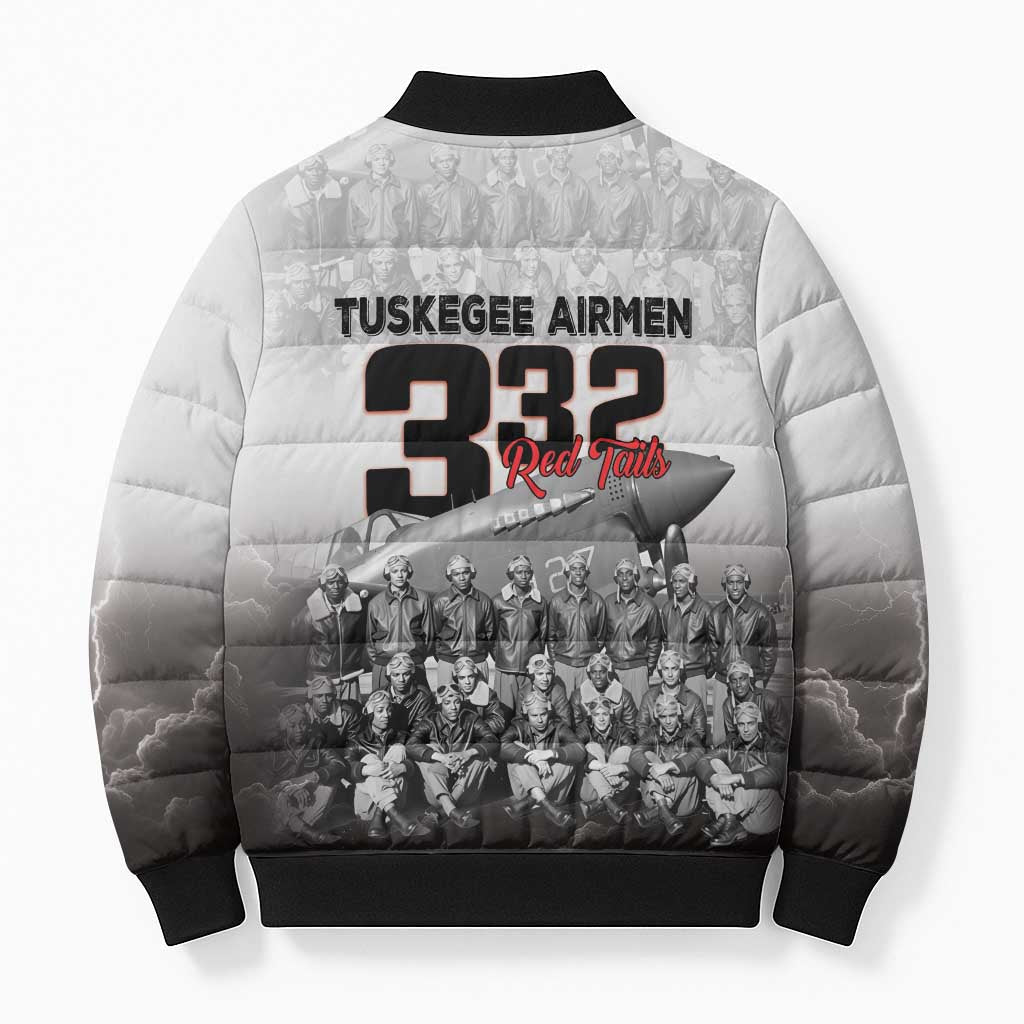 Tuskegee Airmen  Red Tails Pride Bomber Puffer Jacket 332nd Fighter Group