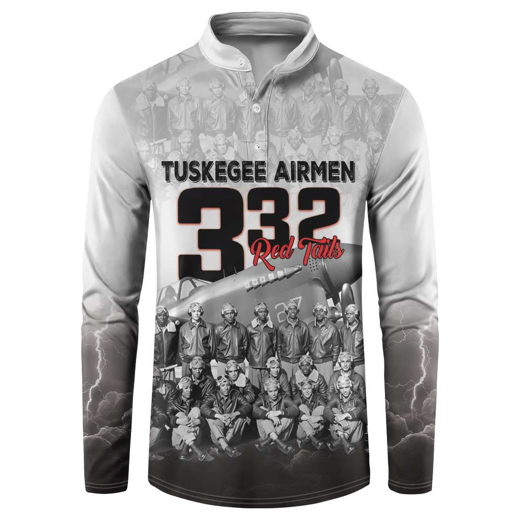 Tuskegee Airmen  Red Tails Pride Button Sweatshirt 332nd Fighter Group