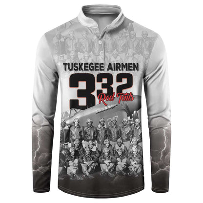 Tuskegee Airmen  Red Tails Pride Button Sweatshirt 332nd Fighter Group