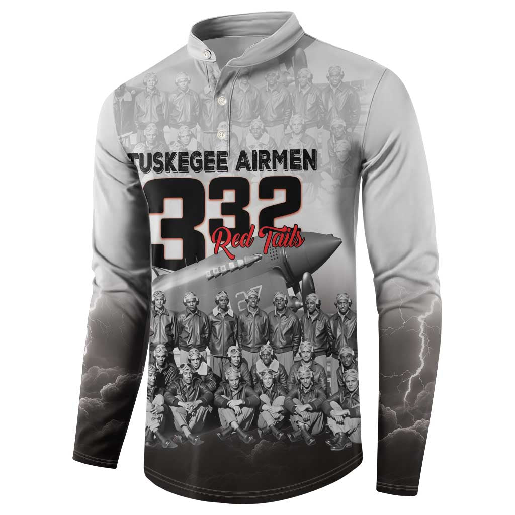 Tuskegee Airmen  Red Tails Pride Button Sweatshirt 332nd Fighter Group