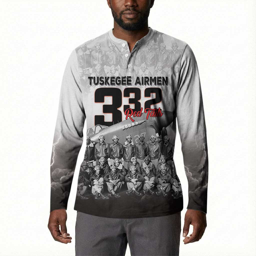 Tuskegee Airmen  Red Tails Pride Button Sweatshirt 332nd Fighter Group