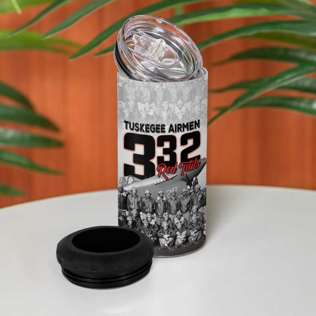 Tuskegee Airmen  Red Tails Pride 4 in 1 Can Cooler Tumbler 332nd Fighter Group - African Pride