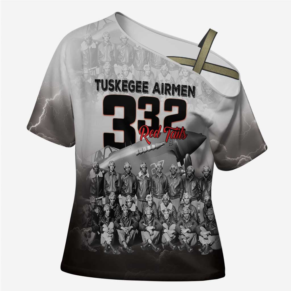 Tuskegee Airmen  Red Tails Pride Cross Shoulder Shirt 332nd Fighter Group