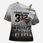 Tuskegee Airmen  Red Tails Pride Cross Shoulder Shirt 332nd Fighter Group