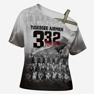 Tuskegee Airmen  Red Tails Pride Cross Shoulder Shirt 332nd Fighter Group