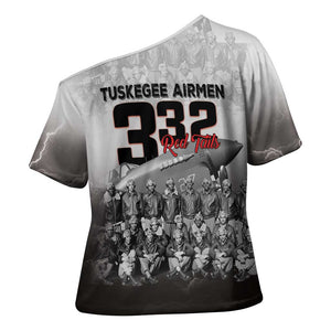 Tuskegee Airmen  Red Tails Pride Cross Shoulder Shirt 332nd Fighter Group