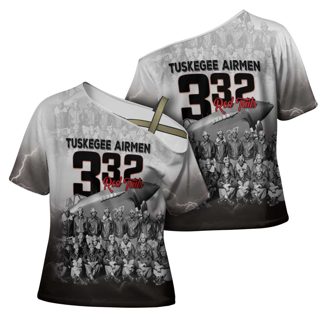 Tuskegee Airmen  Red Tails Pride Cross Shoulder Shirt 332nd Fighter Group