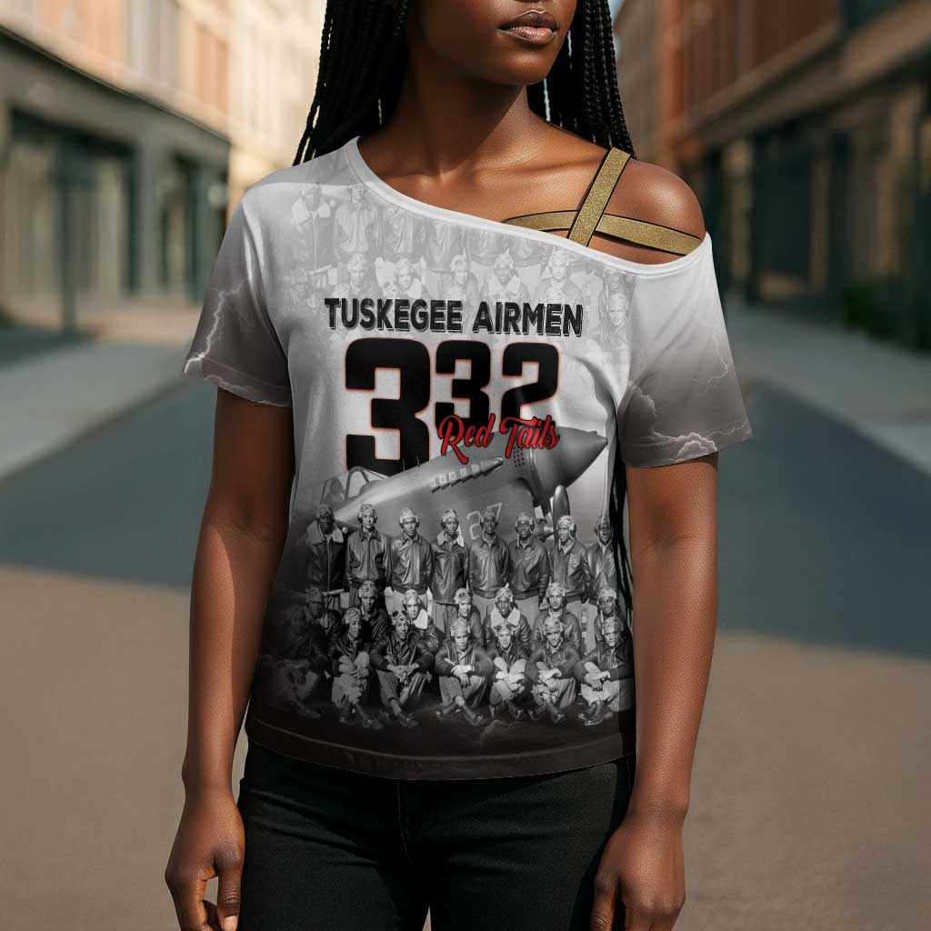 Tuskegee Airmen  Red Tails Pride Cross Shoulder Shirt 332nd Fighter Group