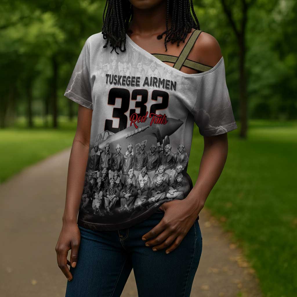 Tuskegee Airmen  Red Tails Pride Cross Shoulder Shirt 332nd Fighter Group