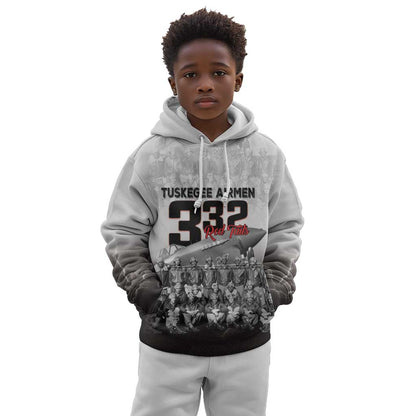 Tuskegee Airmen  Red Tails Pride Kid Hoodie 332nd Fighter Group - African Pride