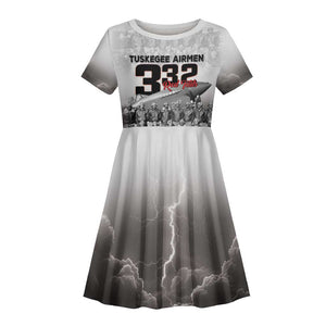 Tuskegee Airmen  Red Tails Pride Kid Short Sleeve Dress 332nd Fighter Group - African Pride