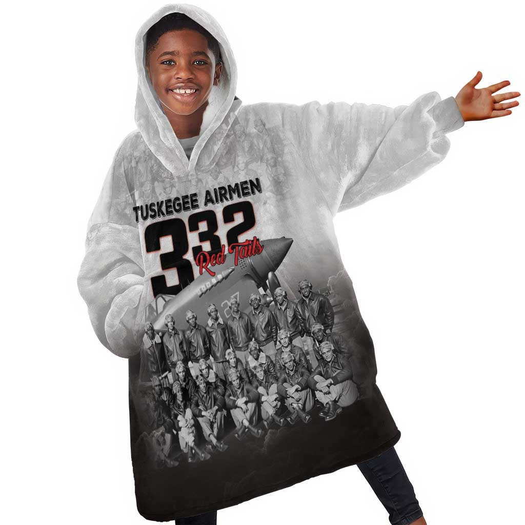 Tuskegee Airmen  Red Tails Pride Kid Wearable Blanket Hoodie 332nd Fighter Group - African Pride