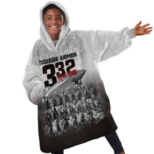 Tuskegee Airmen  Red Tails Pride Kid Wearable Blanket Hoodie 332nd Fighter Group - African Pride