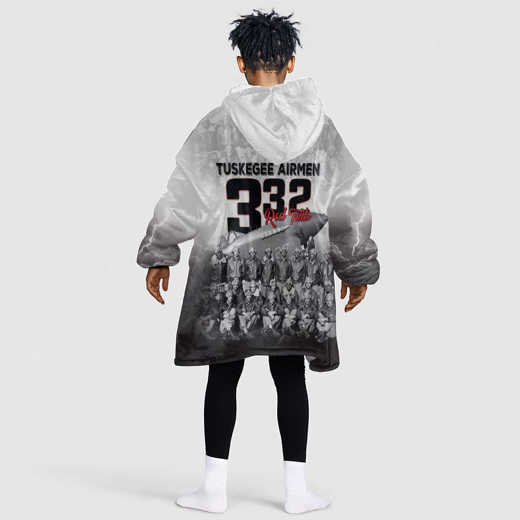 Tuskegee Airmen  Red Tails Pride Kid Wearable Blanket Hoodie 332nd Fighter Group - African Pride