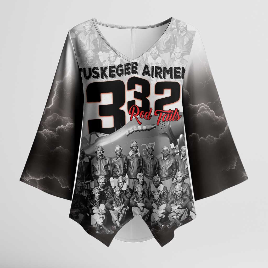Tuskegee Airmen  Red Tails Pride Kimono Sleeve Blouse 332nd Fighter Group