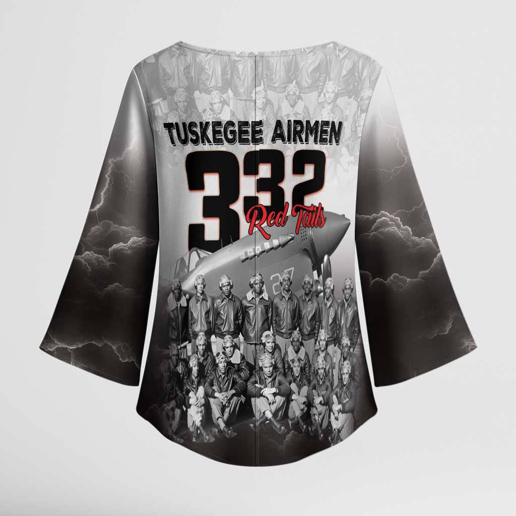 Tuskegee Airmen  Red Tails Pride Kimono Sleeve Blouse 332nd Fighter Group