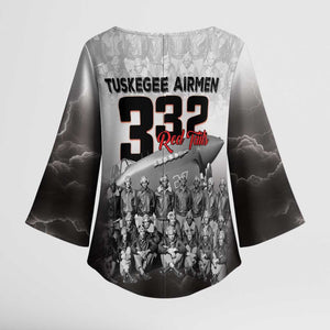 Tuskegee Airmen  Red Tails Pride Kimono Sleeve Blouse 332nd Fighter Group