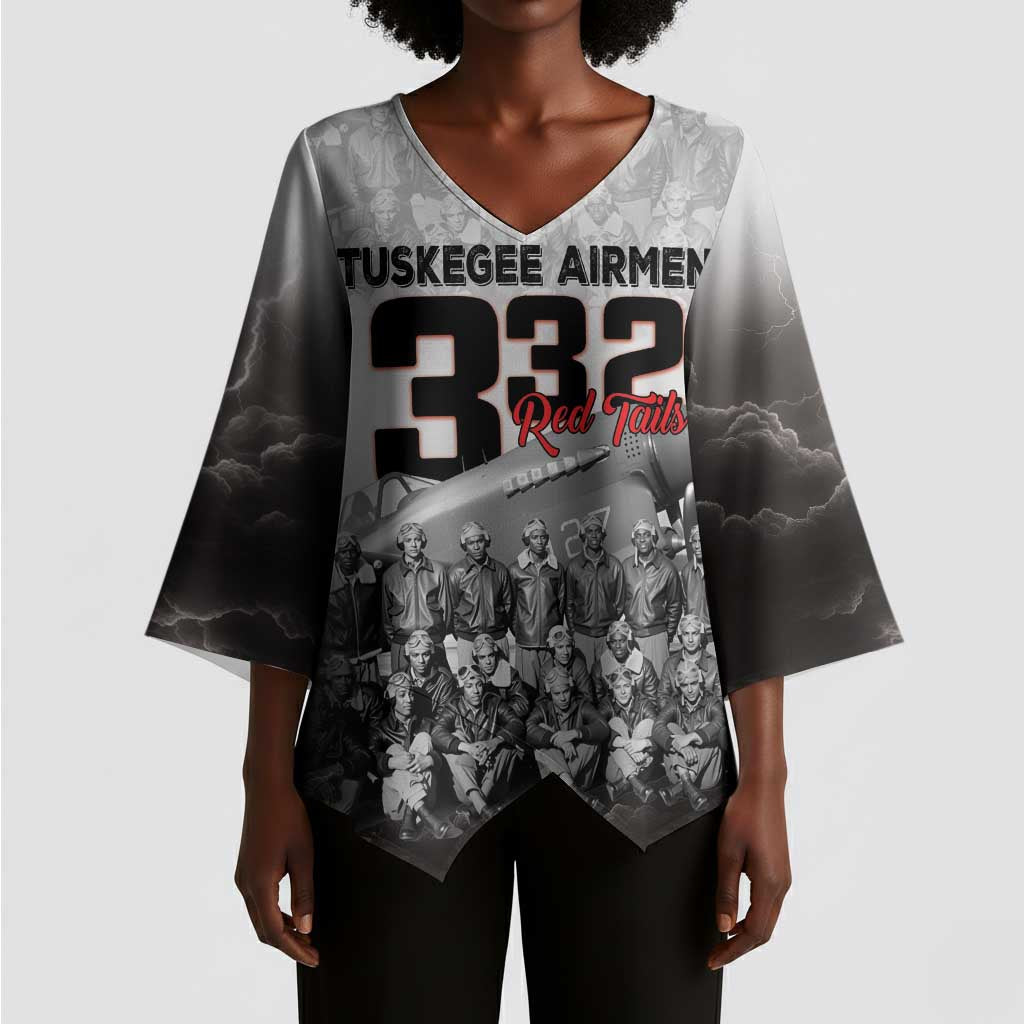 Tuskegee Airmen  Red Tails Pride Kimono Sleeve Blouse 332nd Fighter Group