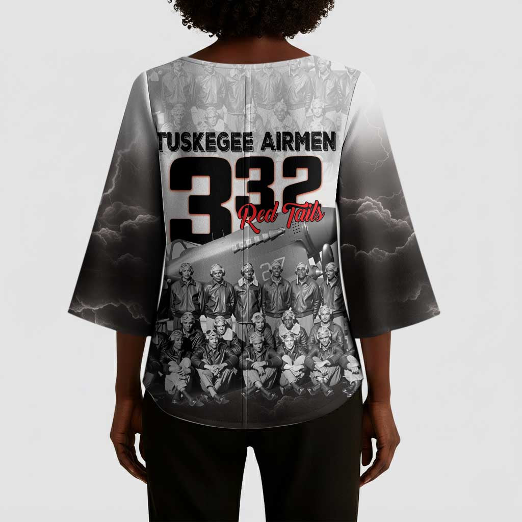 Tuskegee Airmen  Red Tails Pride Kimono Sleeve Blouse 332nd Fighter Group