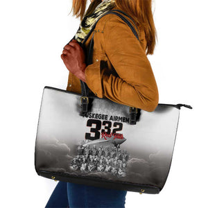 Tuskegee Airmen  Red Tails Pride Leather Tote Bag 332nd Fighter Group - African Pride