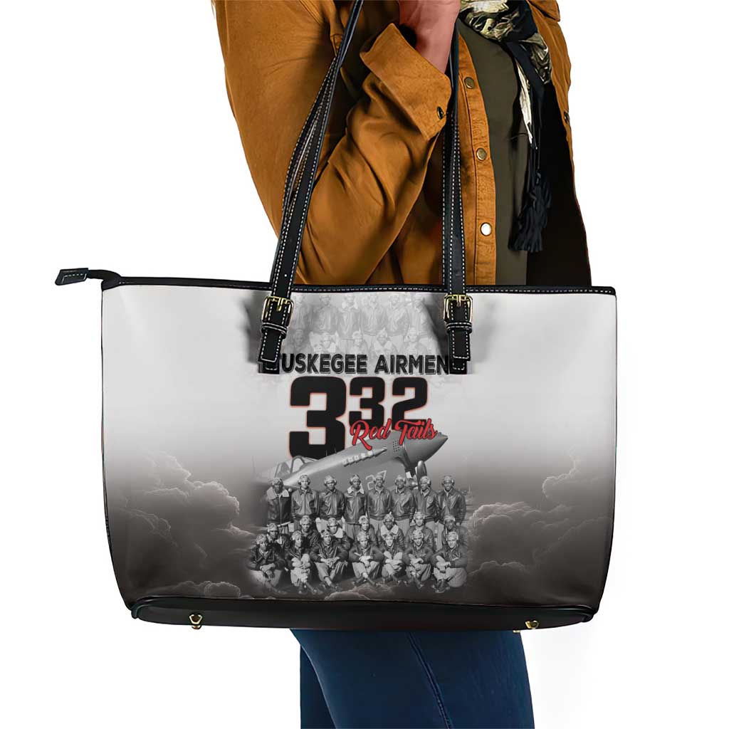Tuskegee Airmen  Red Tails Pride Leather Tote Bag 332nd Fighter Group - African Pride