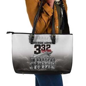 Tuskegee Airmen  Red Tails Pride Leather Tote Bag 332nd Fighter Group - African Pride