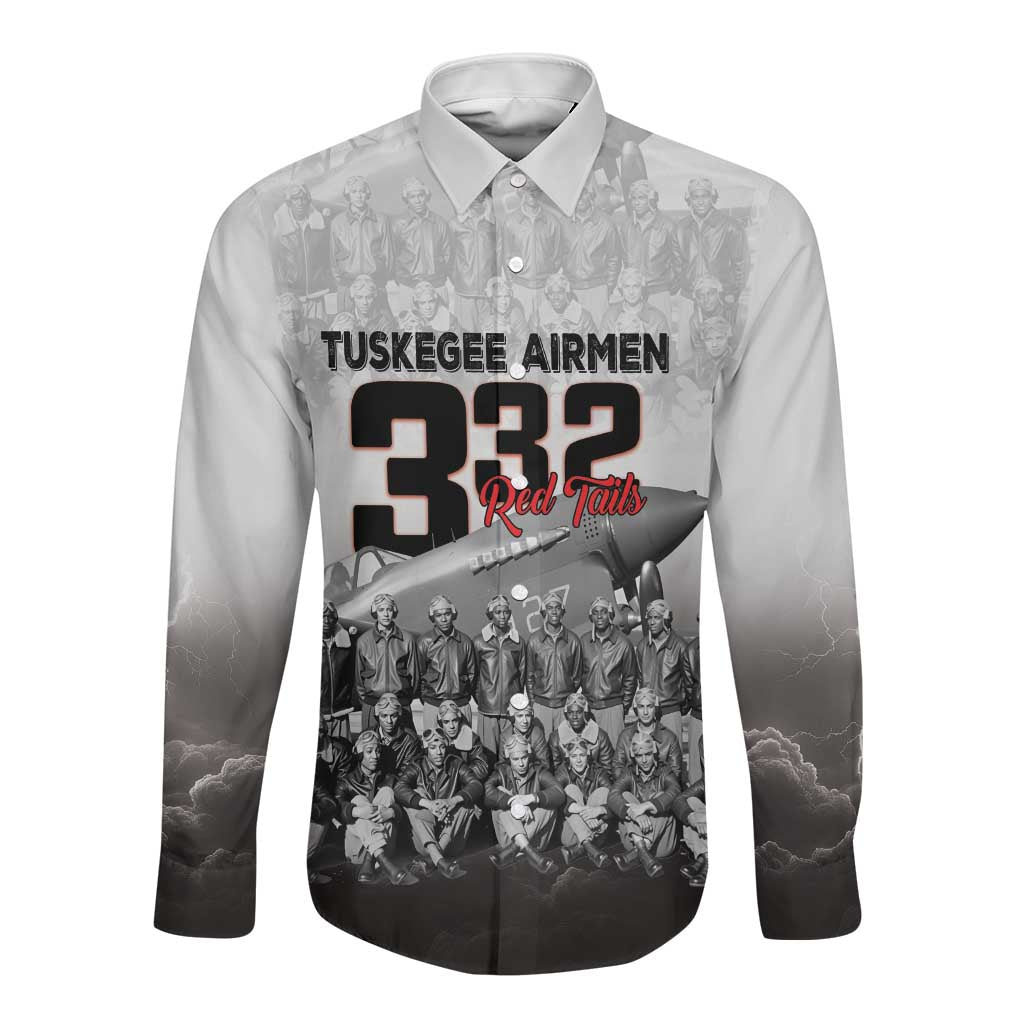 Tuskegee Airmen  Red Tails Pride Long Sleeve Button Shirt 332nd Fighter Group - African Pride