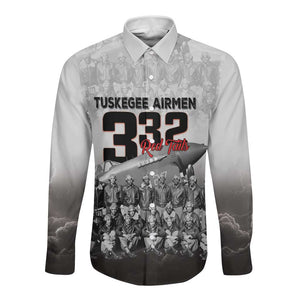Tuskegee Airmen  Red Tails Pride Long Sleeve Button Shirt 332nd Fighter Group - African Pride