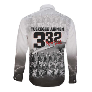 Tuskegee Airmen  Red Tails Pride Long Sleeve Button Shirt 332nd Fighter Group - African Pride
