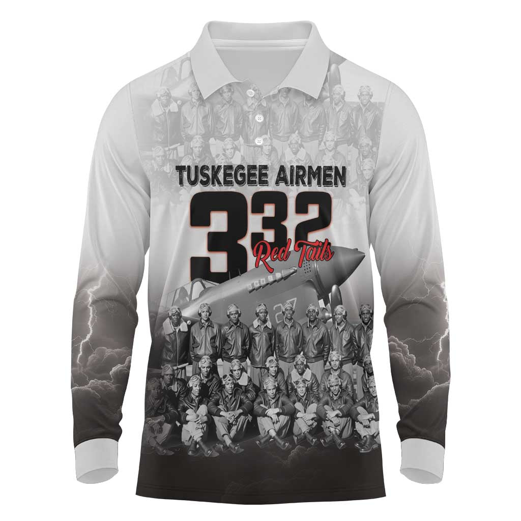 Tuskegee Airmen  Red Tails Pride Long Sleeve Polo Shirt 332nd Fighter Group - African Pride