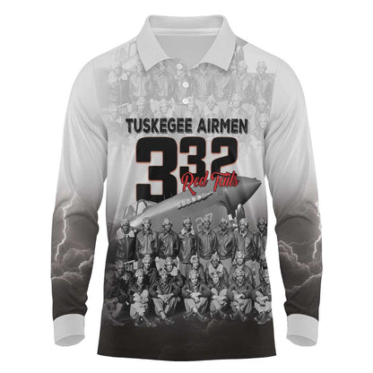 Tuskegee Airmen  Red Tails Pride Long Sleeve Polo Shirt 332nd Fighter Group - African Pride
