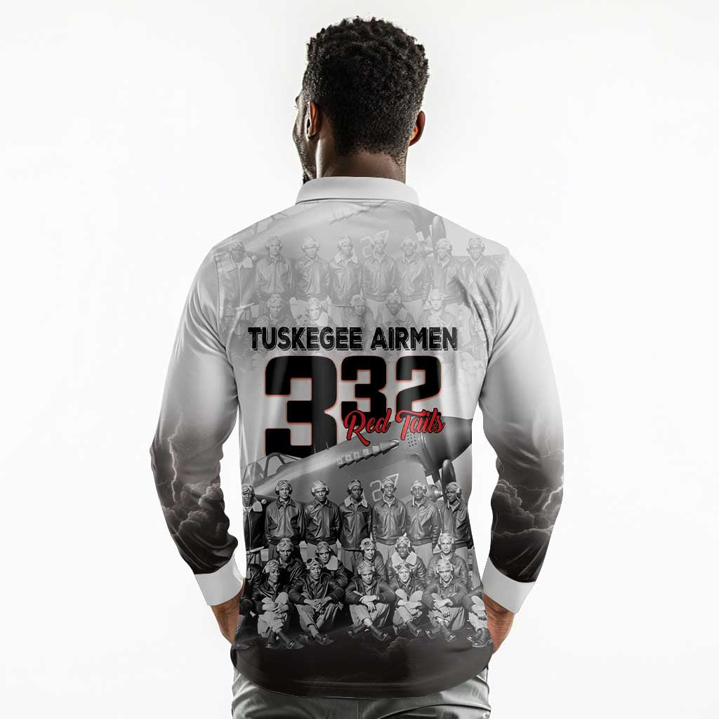 Tuskegee Airmen  Red Tails Pride Long Sleeve Polo Shirt 332nd Fighter Group - African Pride