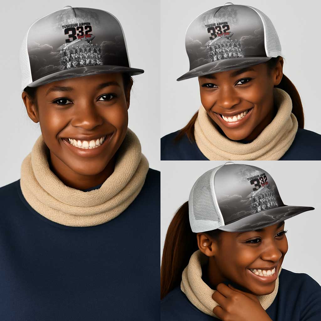 Tuskegee Airmen  Red Tails Pride Mesh Trucker Cap 332nd Fighter Group - African Pride