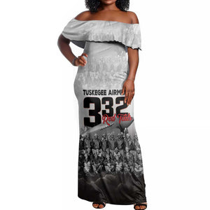Tuskegee Airmen  Red Tails Pride Off Shoulder Maxi Dress 332nd Fighter Group - African Pride