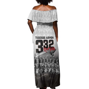Tuskegee Airmen  Red Tails Pride Off Shoulder Maxi Dress 332nd Fighter Group - African Pride