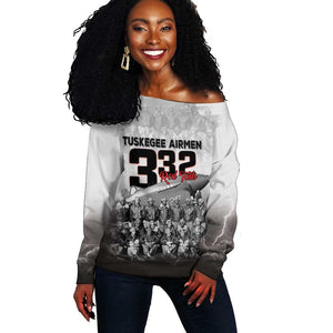 Tuskegee Airmen  Red Tails Pride Off Shoulder Sweater 332nd Fighter Group - African Pride