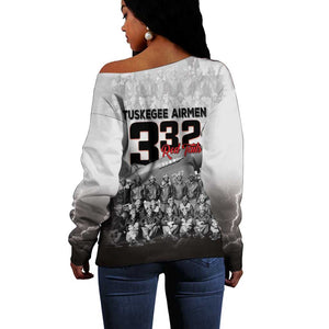 Tuskegee Airmen  Red Tails Pride Off Shoulder Sweater 332nd Fighter Group - African Pride