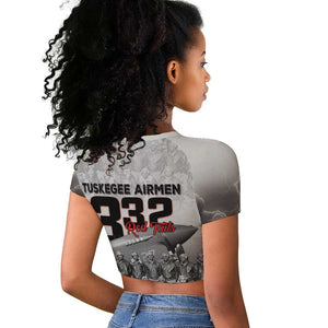 Tuskegee Airmen  Red Tails Pride Raglan Cropped T shirt 332nd Fighter Group - African Pride