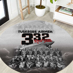 Tuskegee Airmen  Red Tails Pride Round Carpet 332nd Fighter Group - African Pride