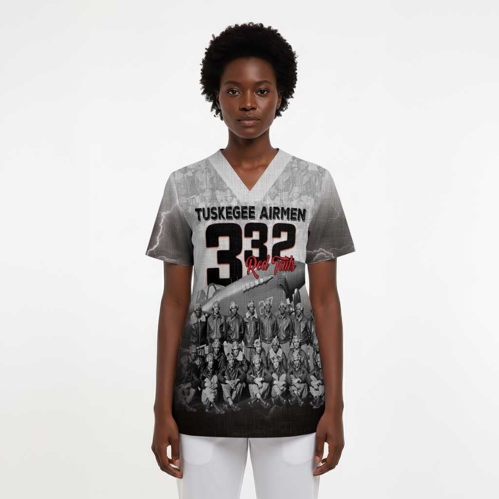 Tuskegee Airmen  Red Tails Pride Scrub Top 332nd Fighter Group - African Pride