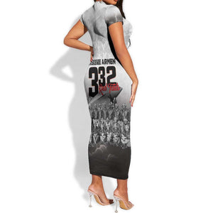 Tuskegee Airmen  Red Tails Pride Short Sleeve Bodycon Dress 332nd Fighter Group - African Pride