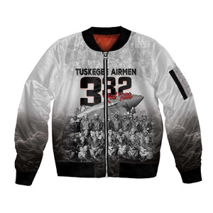 Tuskegee Airmen  Red Tails Pride Sleeve Zip Bomber Jacket 332nd Fighter Group - African Pride