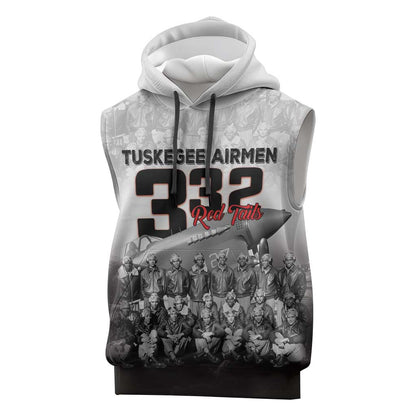 Tuskegee Airmen  Red Tails Pride Sleeveless Hoodie 332nd Fighter Group - African Pride