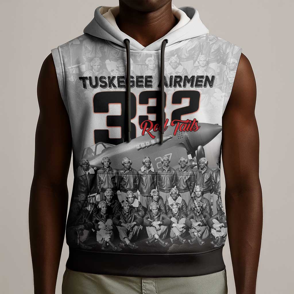 Tuskegee Airmen  Red Tails Pride Sleeveless Hoodie 332nd Fighter Group - African Pride
