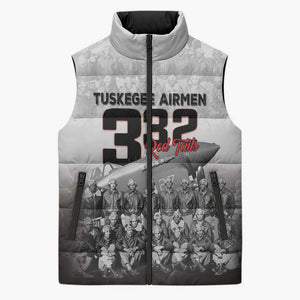 Tuskegee Airmen  Red Tails Pride Sleeveless Puffer Jacket 332nd Fighter Group