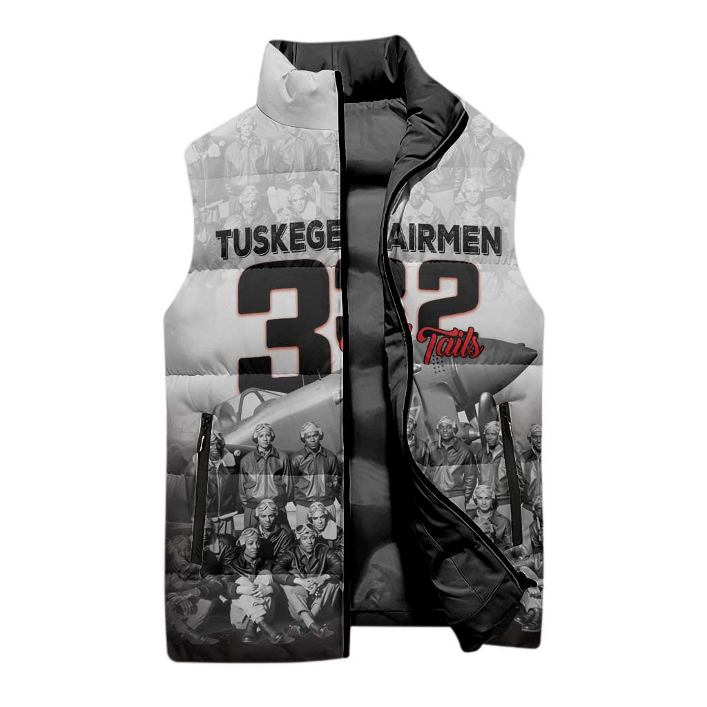 Tuskegee Airmen  Red Tails Pride Sleeveless Puffer Jacket 332nd Fighter Group