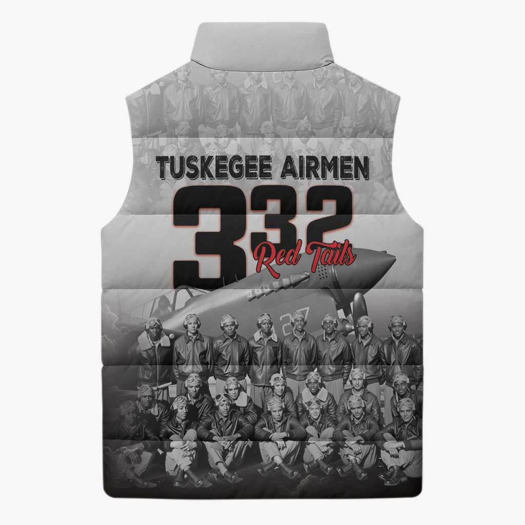 Tuskegee Airmen  Red Tails Pride Sleeveless Puffer Jacket 332nd Fighter Group